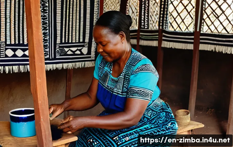 짐바브웨에서 전통 직물 구입하기 - **Prompt:** A highly detailed and realistic photograph of a Zimbabwean female artisan, in her late 4...